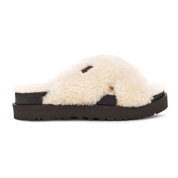 Ugg Fuzz Sugar Cross Slide Natural / Black