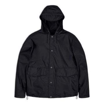 Rains Short Hooded Coat Black