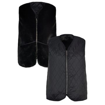 Womens Quilted Fur Gilet Black