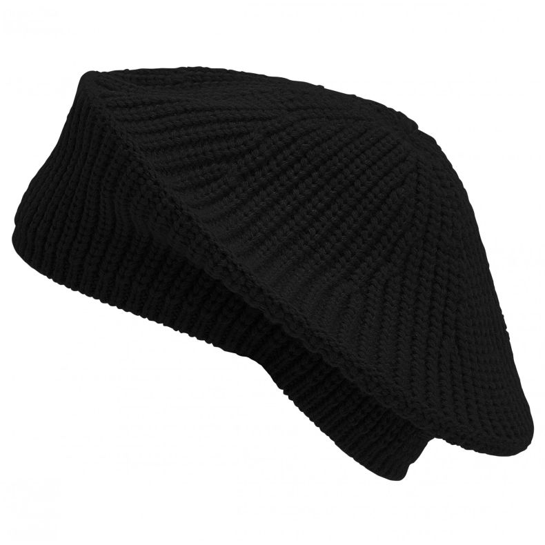 Womens Beldon Beret Beanie Hat Black