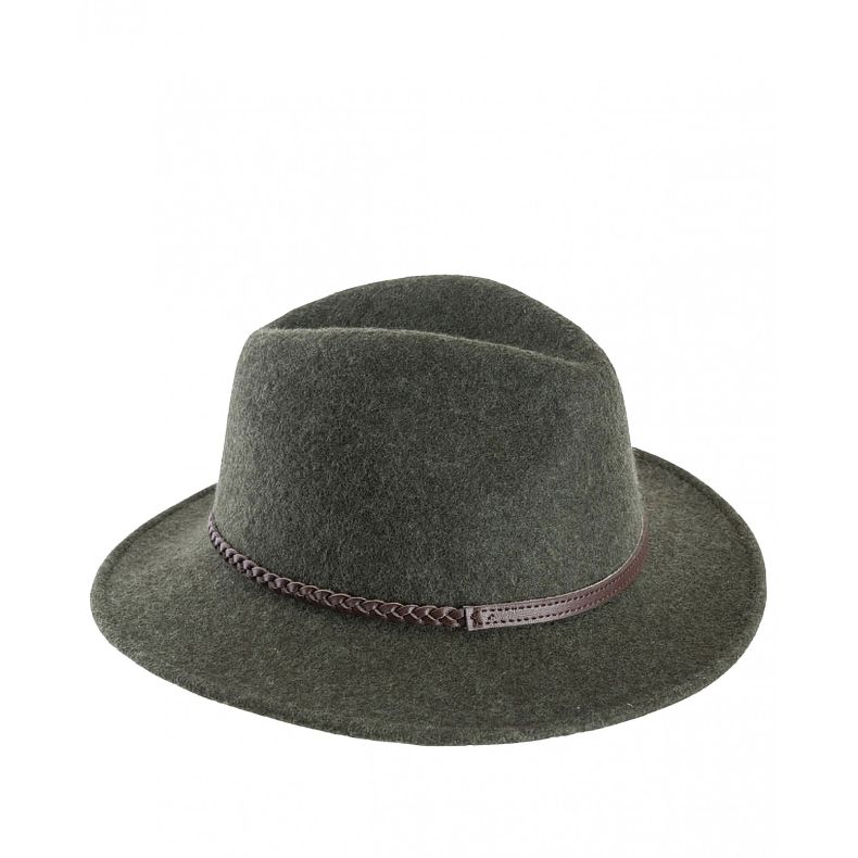 Womens Tack Fedora Hat Olive Melange